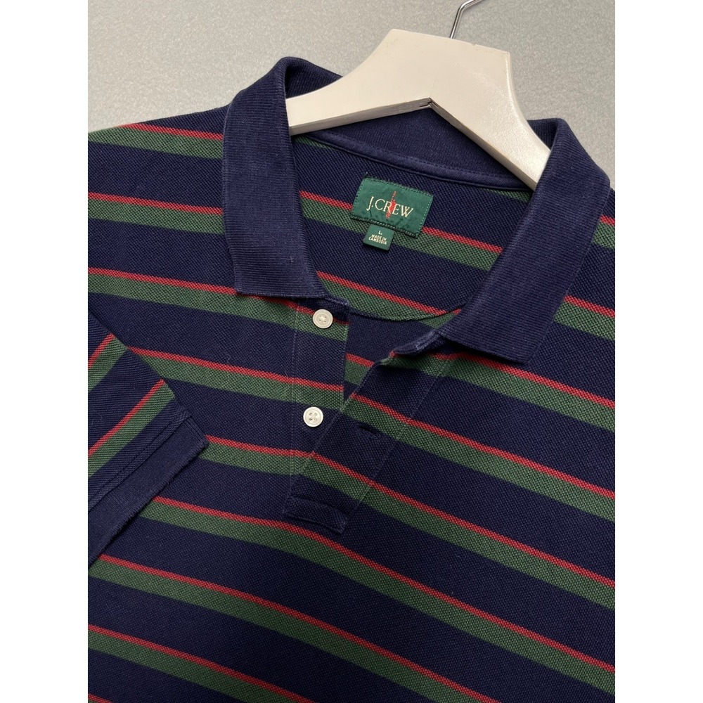 New J.Crew Oarsman polo shirt Mens Re-Imagined‎ Striped Pique Navy Green Red L